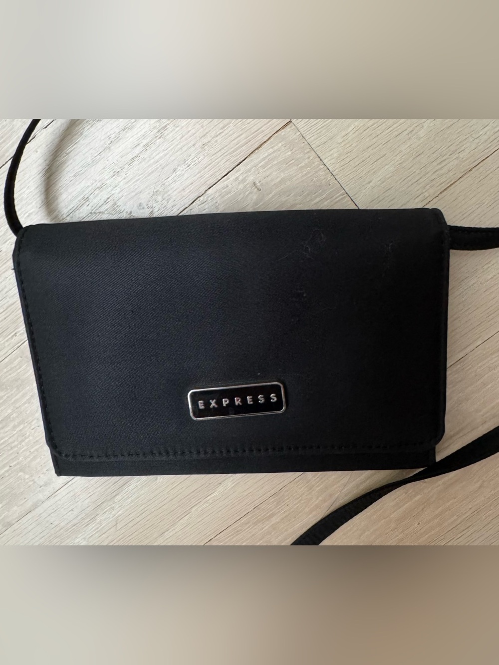 Express Black Crossbody Wallet Bag with Logo Plate